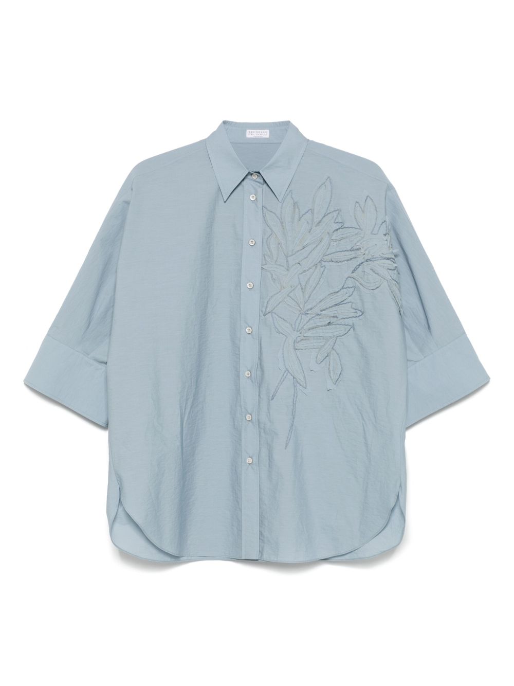 Chemises Brunello Cucinelli en coton brodé gris