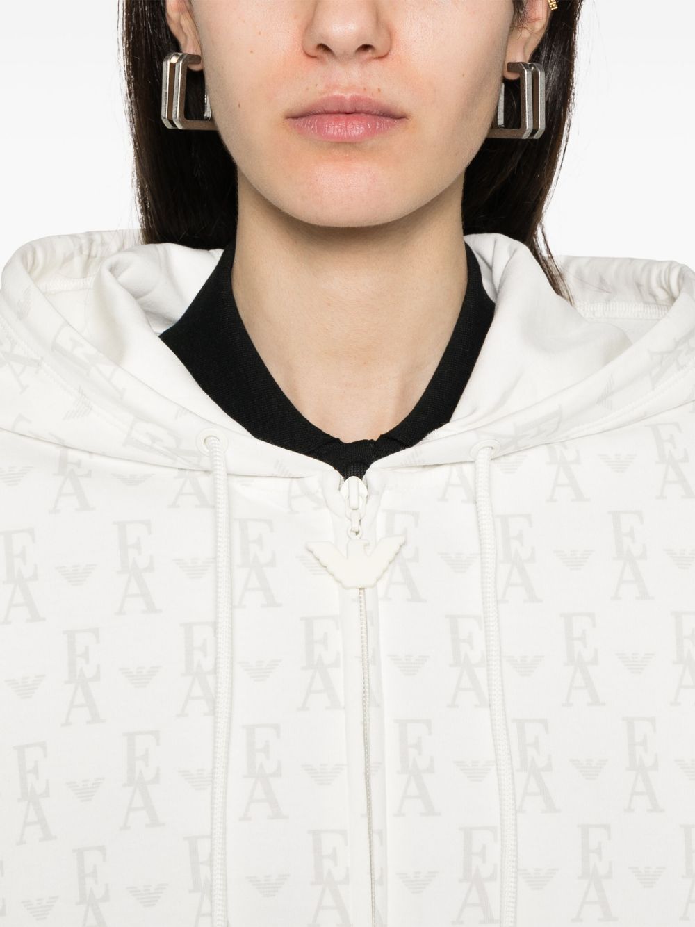 Emporio Armani Sweaters White Zip-Hooded Knit
