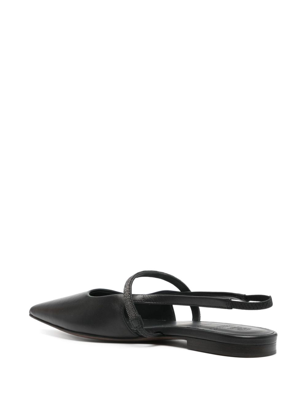 Brunello Cucinelli Black Leather Slingback Pumps — Medium Heel