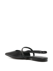 Brunello Cucinelli Black Leather Slingback Pumps — Medium Heel