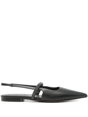Brunello Cucinelli Black Leather Slingback Pumps — Medium Heel
