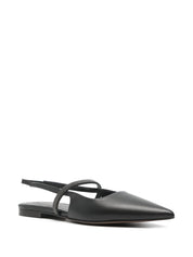 Brunello Cucinelli Black Leather Slingback Pumps — Medium Heel