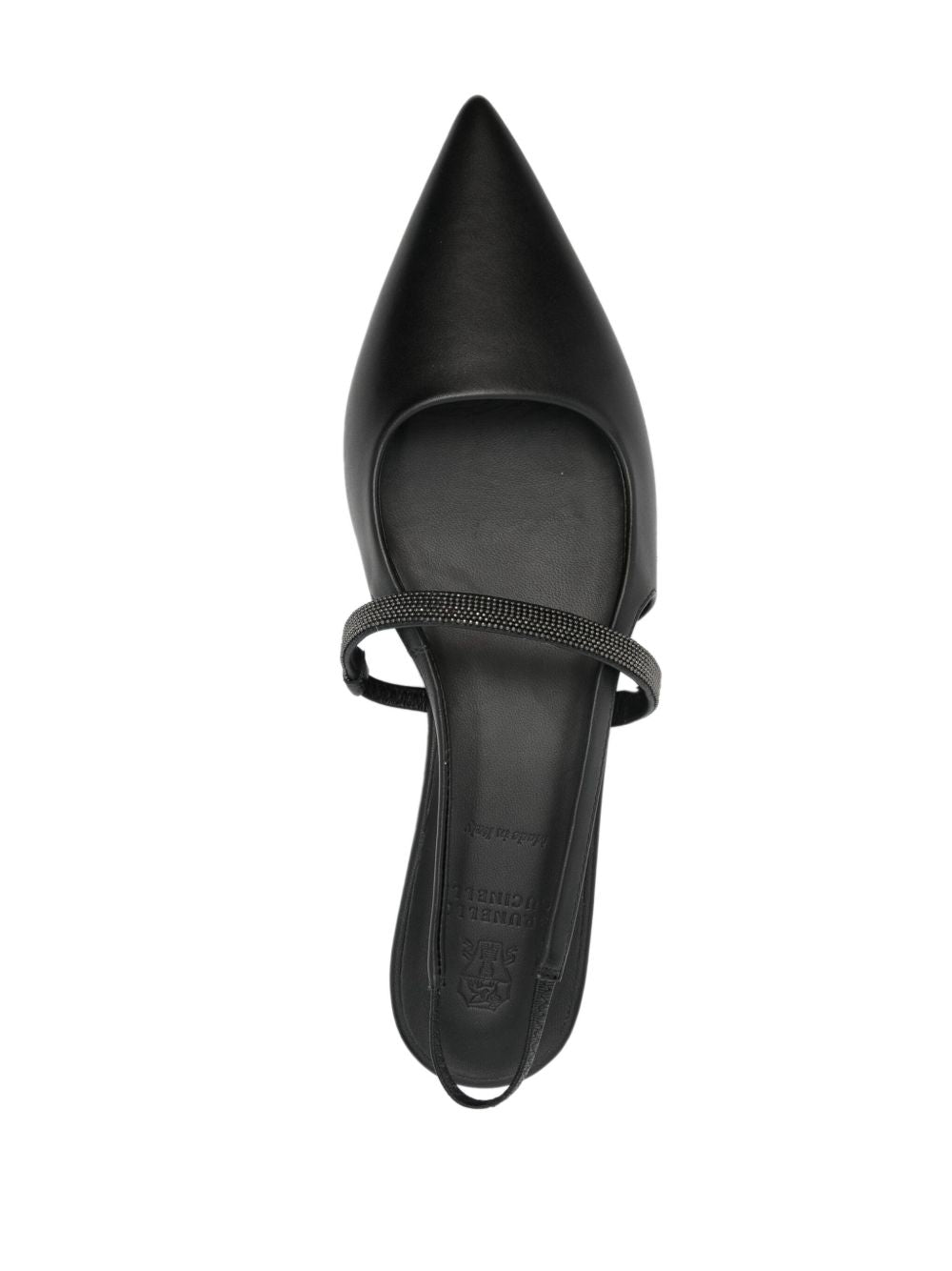 Brunello Cucinelli Black Leather Slingback Pumps — Medium Heel