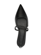 Brunello Cucinelli Black Leather Slingback Pumps — Medium Heel