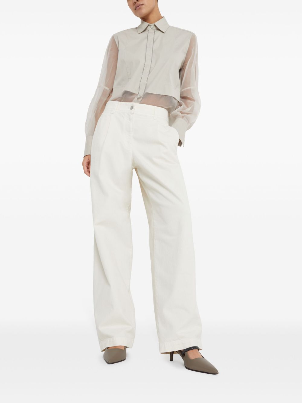 Escarpins à bride arrière en cuir gris Brunello Cucinelli avec talon