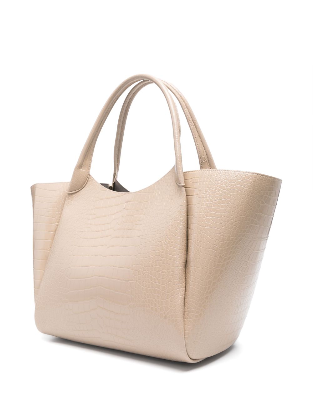 Emporio Armani Shopper bag with logo charm in light beige