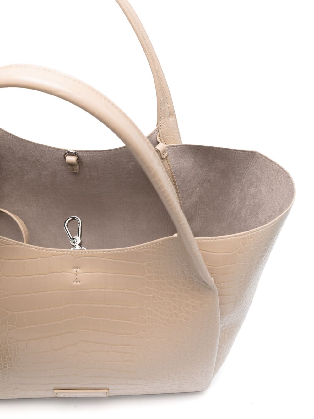 Emporio Armani Shopper bag with logo charm in light beige