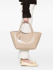 Emporio Armani Shopper bag with logo charm in light beige