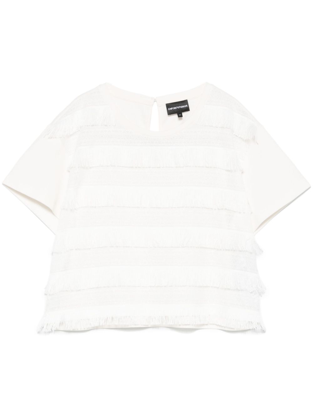 Emporio Armani cotton T‑shirt with fringes — White