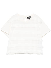 Emporio Armani cotton T‑shirt with fringes — White