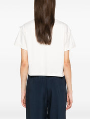 Emporio Armani cotton T‑shirt with fringes — White