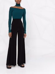 Black Norma Kamali Trousers — High‑Waist Flared Comfort