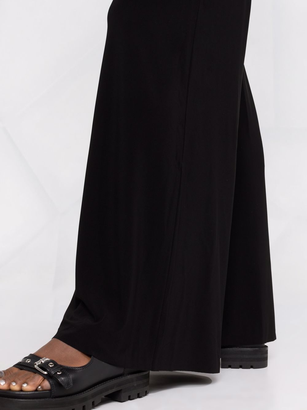 Black Norma Kamali Trousers — High‑Waist Flared Comfort