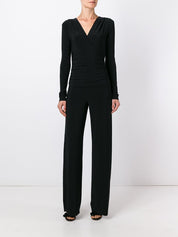 Norma Kamali Robes Combinaison noire à col en V