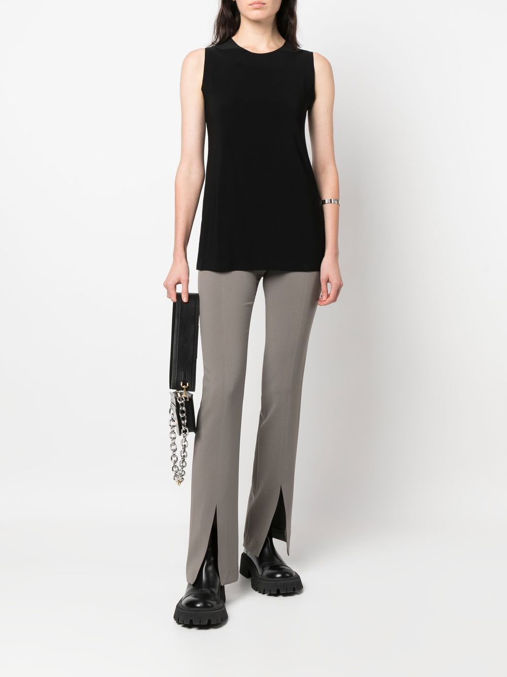 Norma Kamali Black Jersey Top — Sleek Sleeveless Elegance
