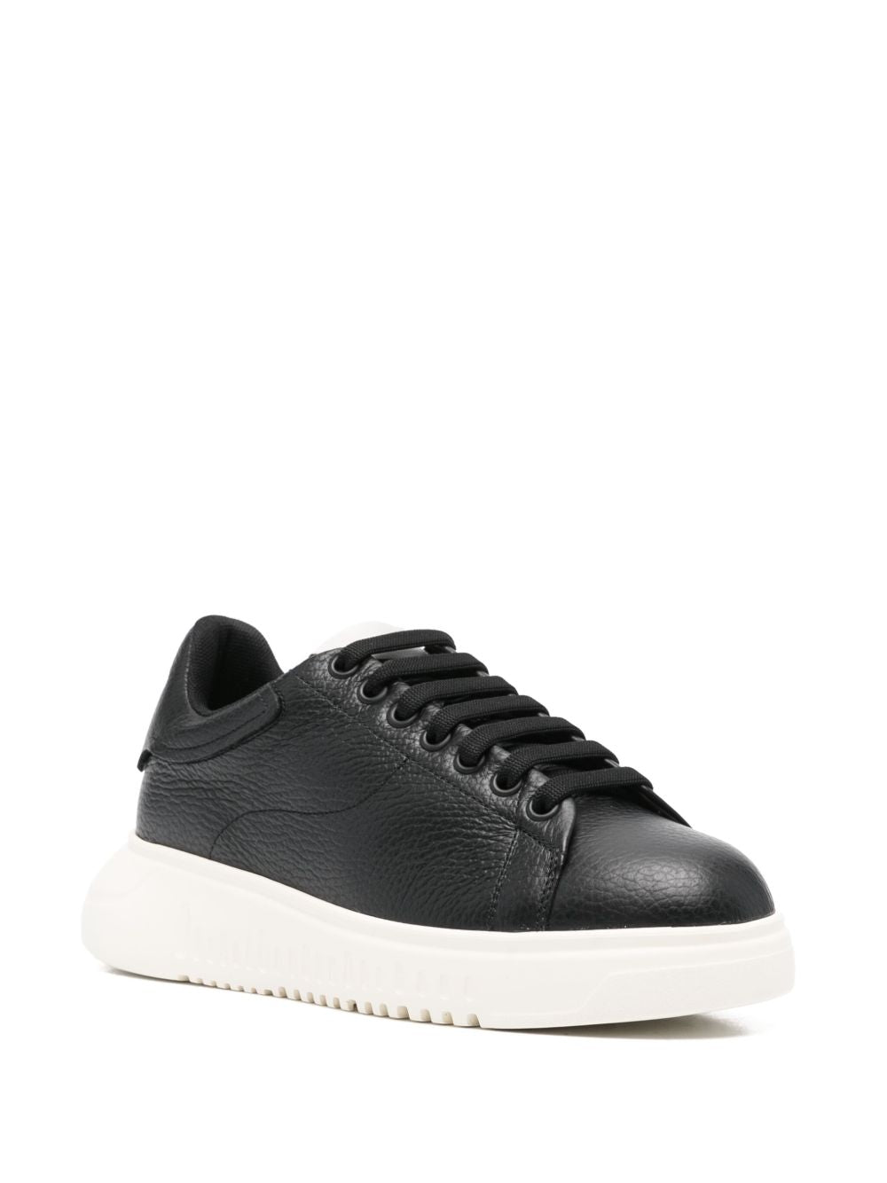 Emporio Armani Tumbled Leather Sneakers — Women’s Black