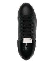 Emporio Armani Tumbled Leather Sneakers — Women’s Black
