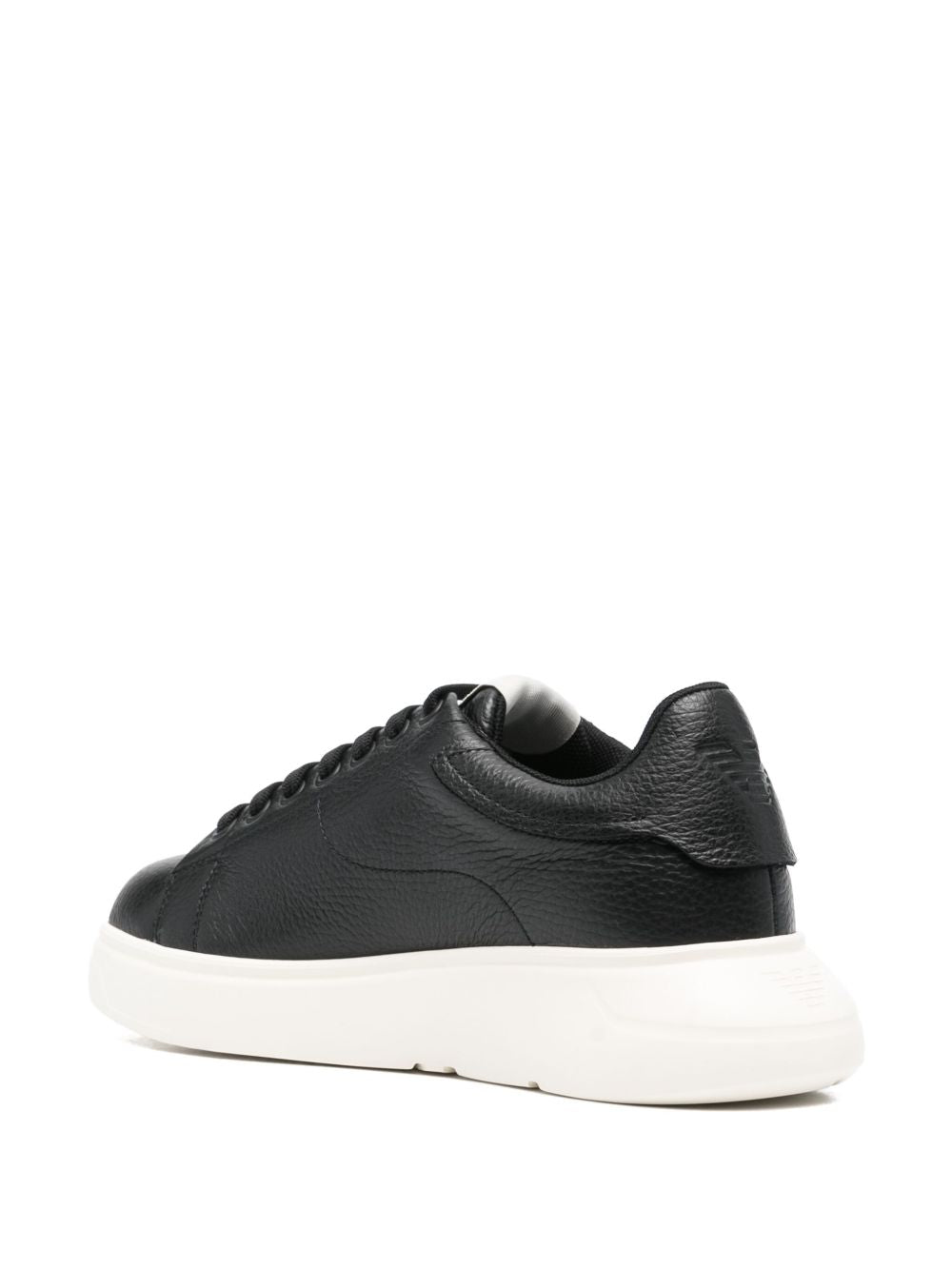 Emporio Armani Tumbled Leather Sneakers — Women’s Black