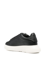 Emporio Armani Tumbled Leather Sneakers — Women’s Black
