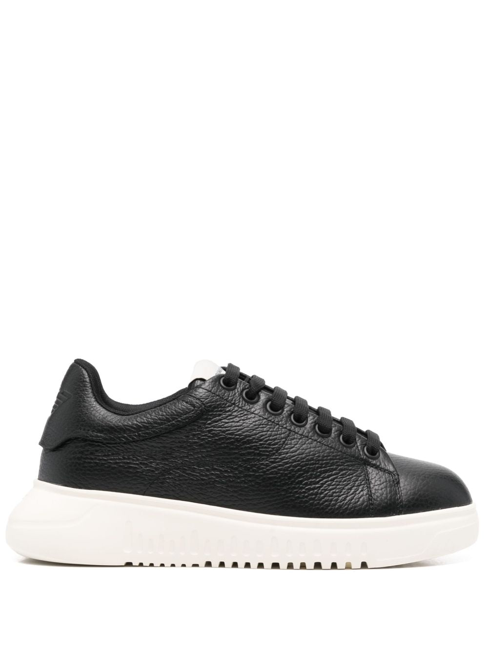 Emporio Armani Tumbled Leather Sneakers — Women’s Black