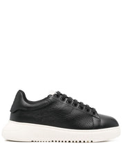Emporio Armani Tumbled Leather Sneakers — Women’s Black