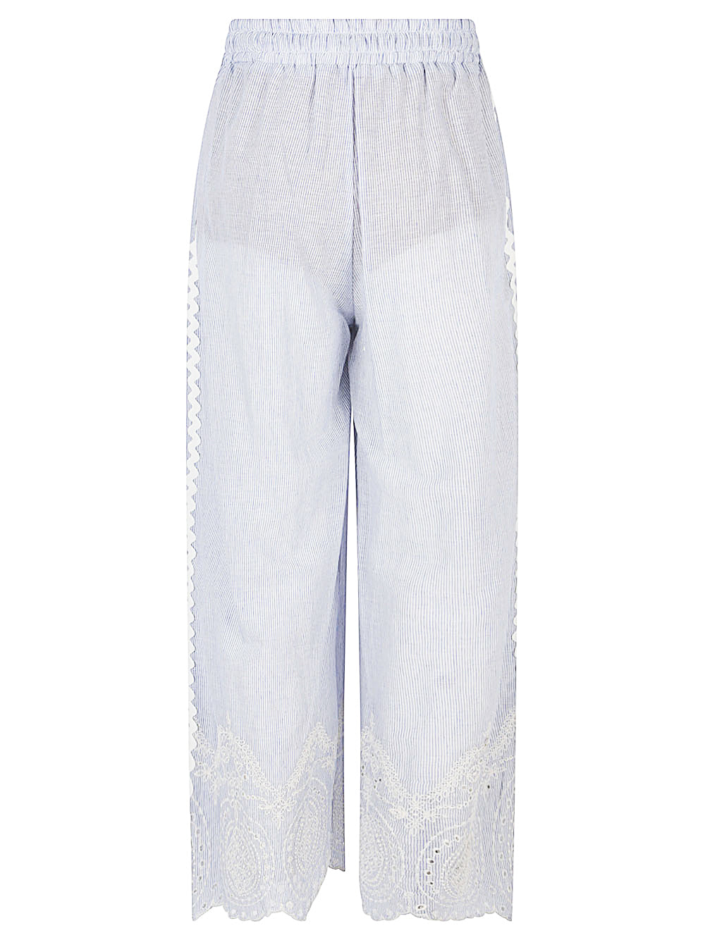 Clear Blue Striped Cotton Trousers — Front Street
