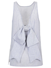 Front Street Top Clear Blue embroidered cotton