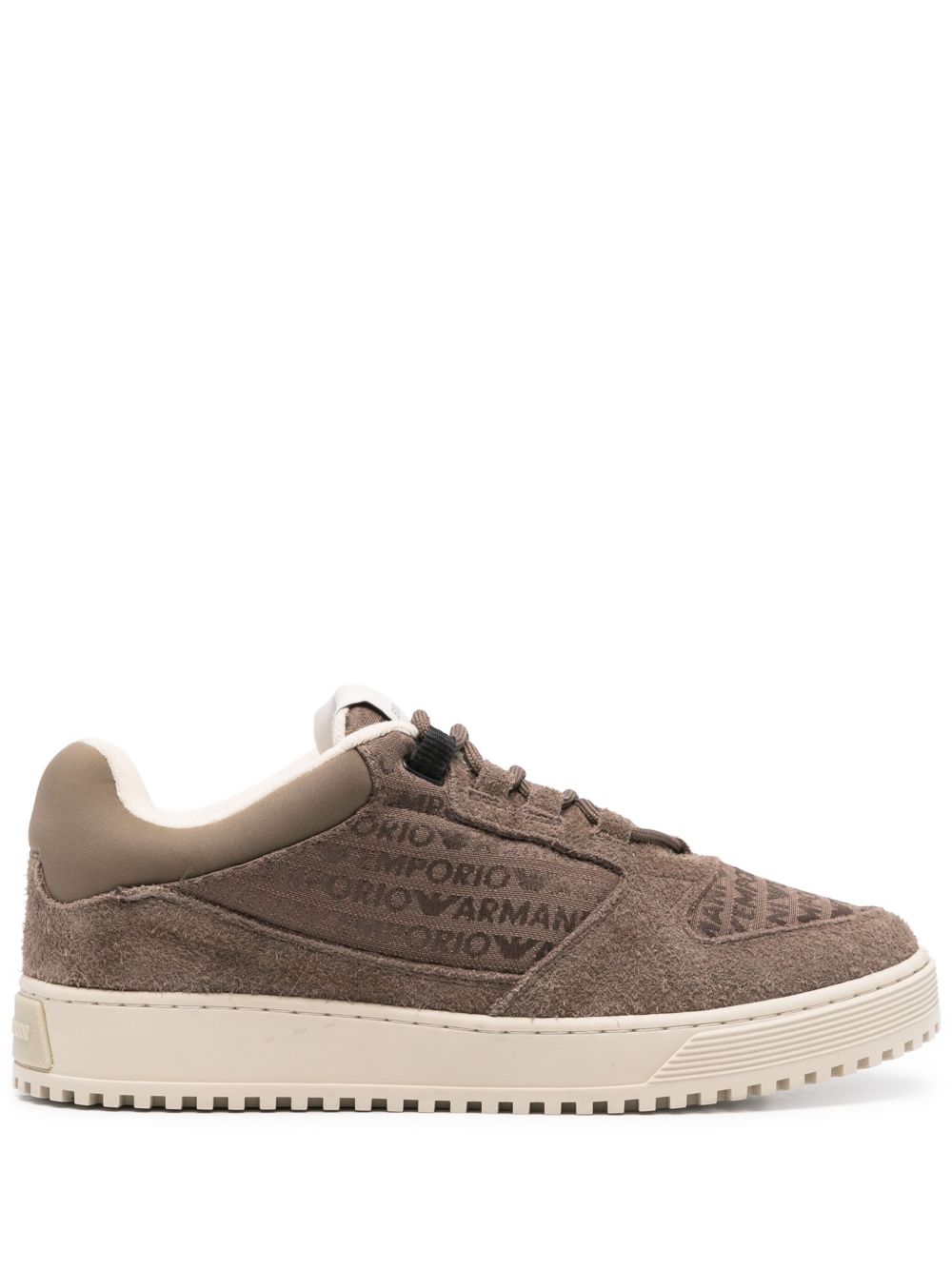 Emporio Armani Sneakers in suede and jacquard with logo lettering
