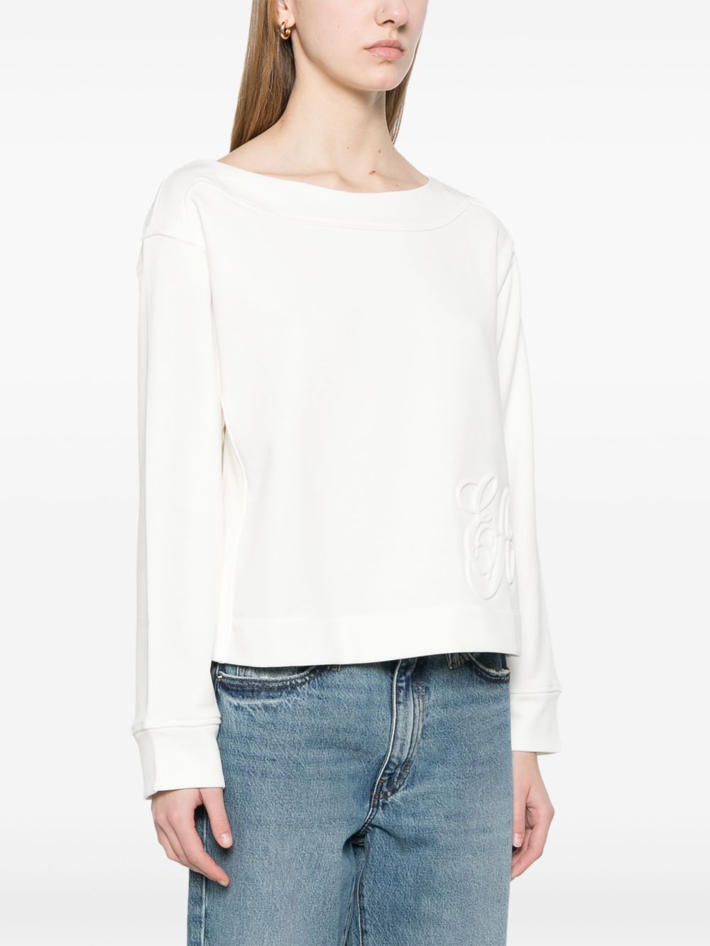 Emporio Armani embroidered logo sweatshirt — white cotton
