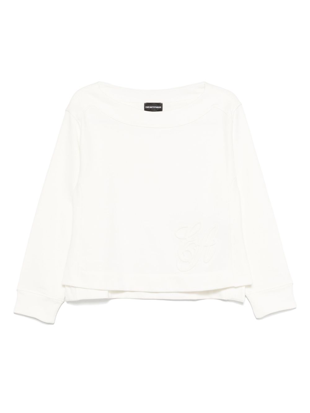 Emporio Armani embroidered logo sweatshirt — white cotton