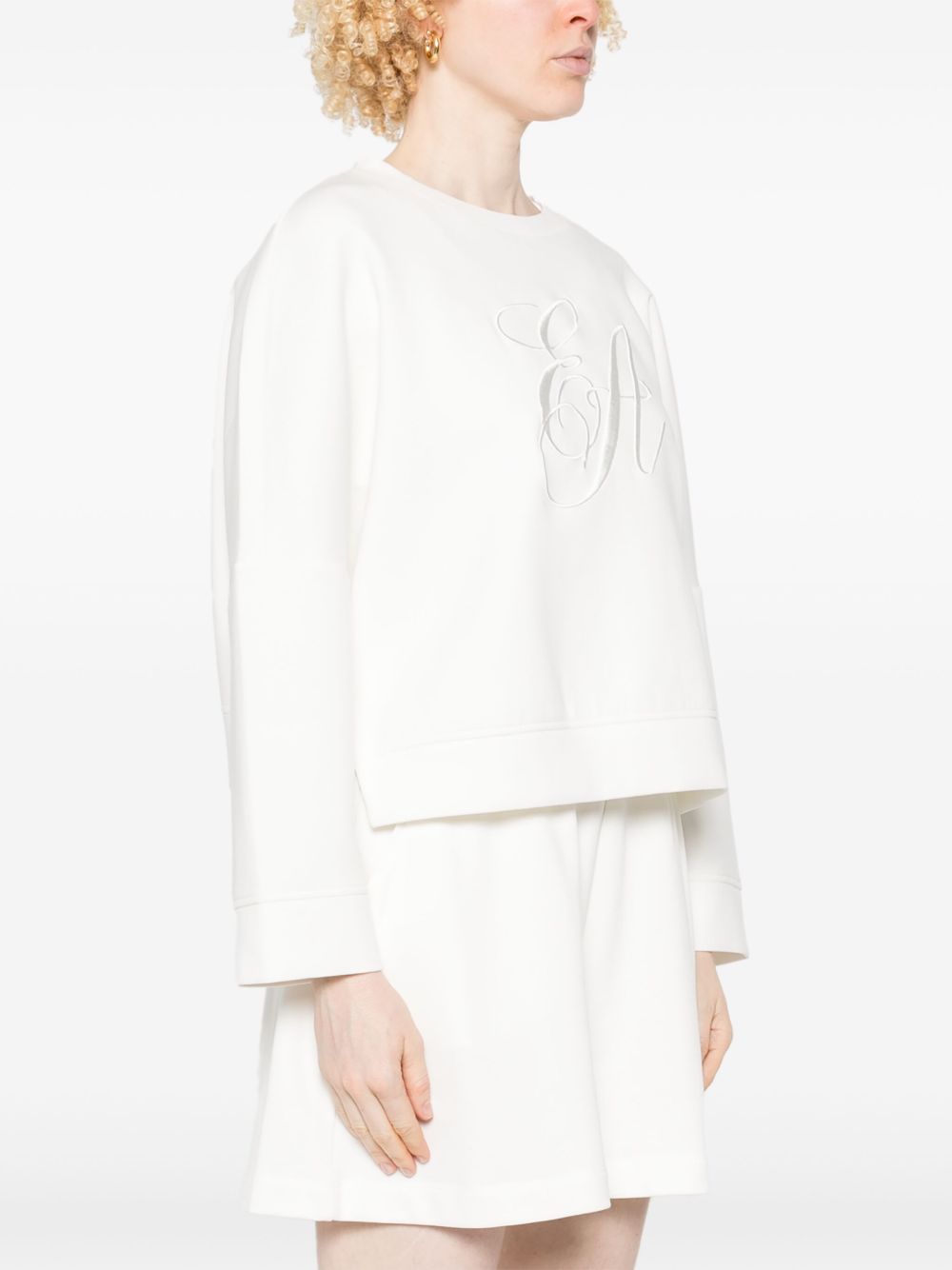 Emporio Armani EA Logo Cotton Sweatshirt — White