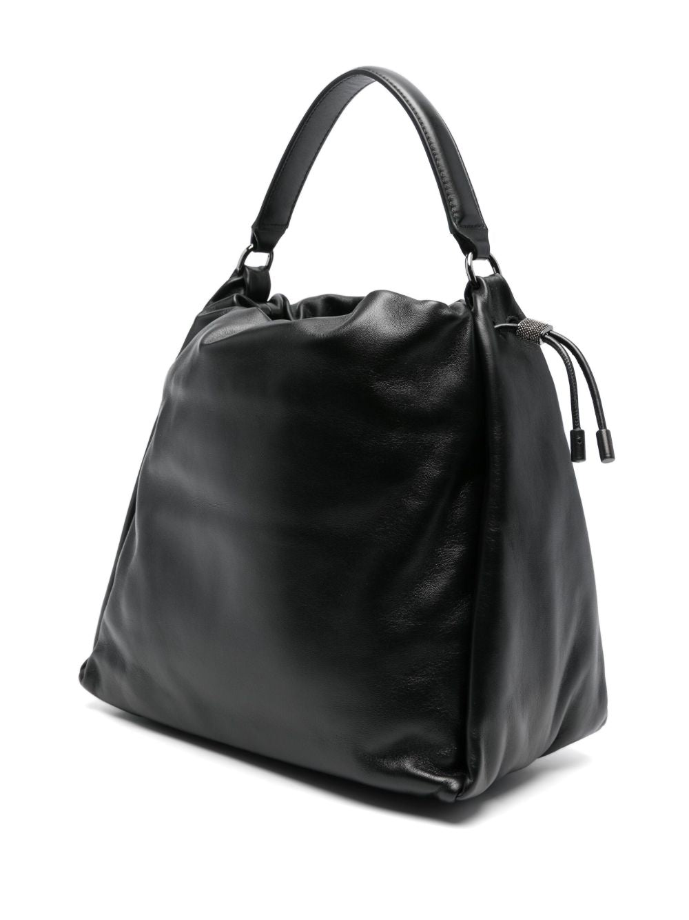 Black Calf Leather Bucket Bag — Brunello Cucinelli