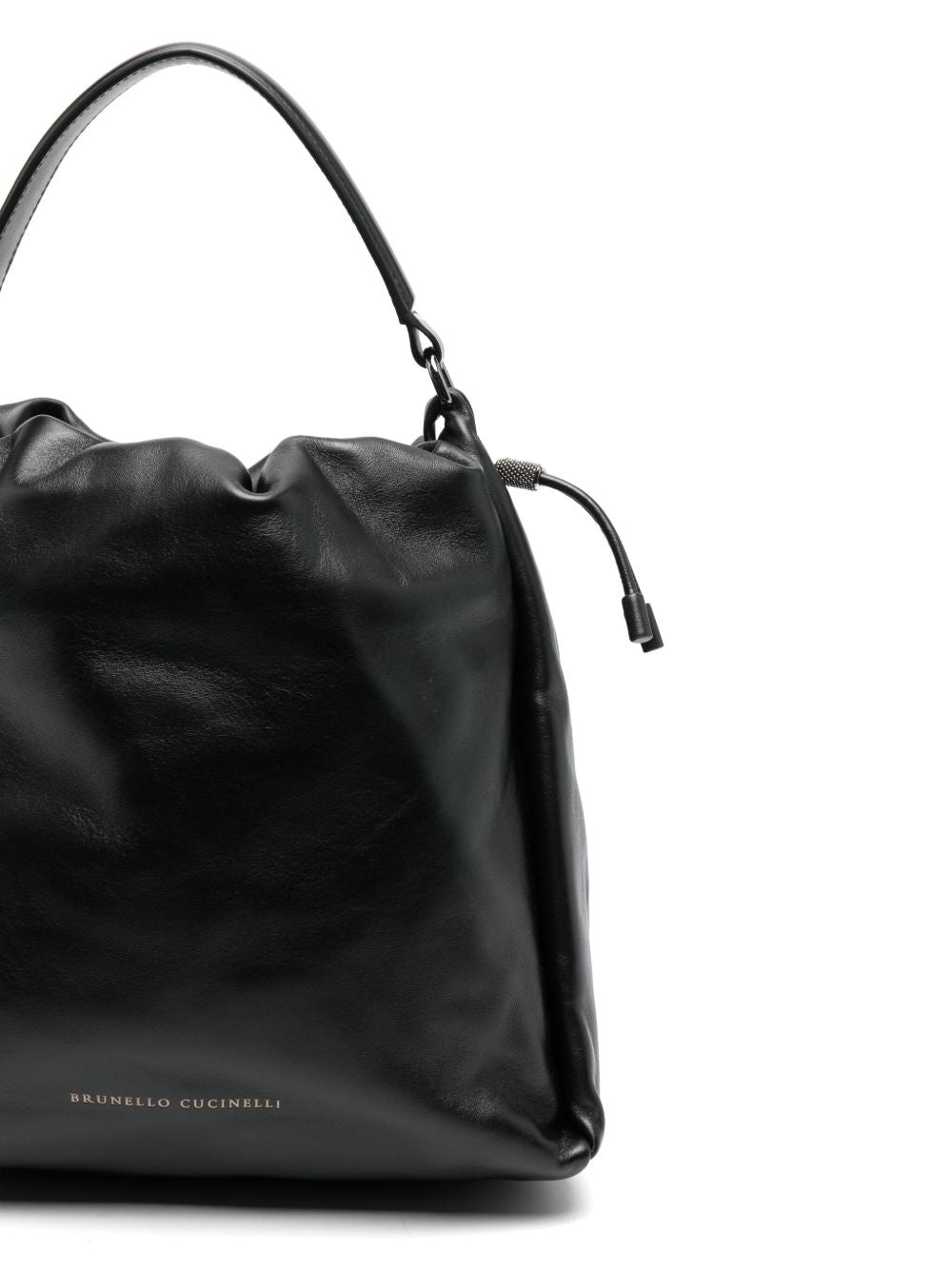 Black Calf Leather Bucket Bag — Brunello Cucinelli
