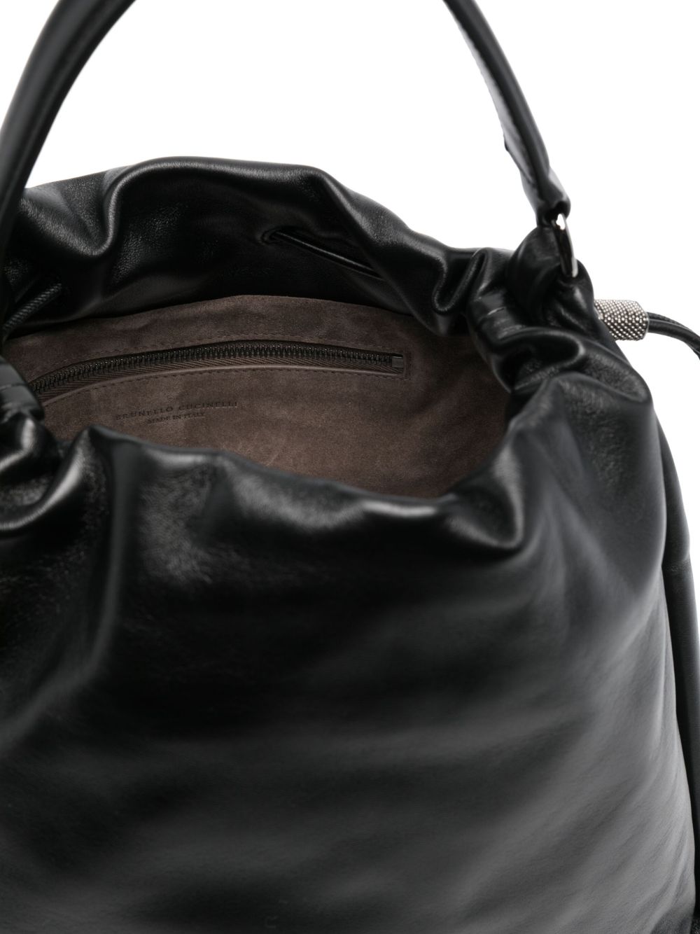 Black Calf Leather Bucket Bag — Brunello Cucinelli