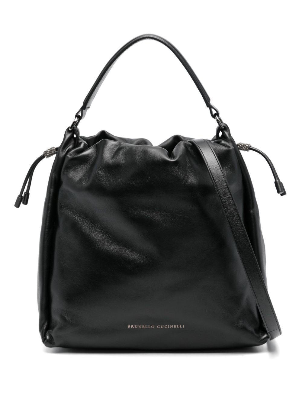 Black Calf Leather Bucket Bag — Brunello Cucinelli