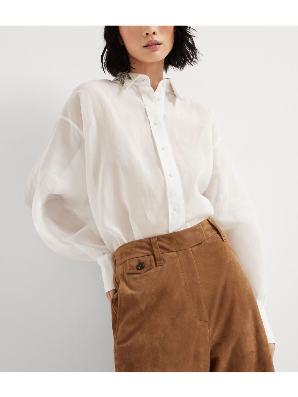 Chemises Brunello Cucinelli Chemise blanche en organza de coton