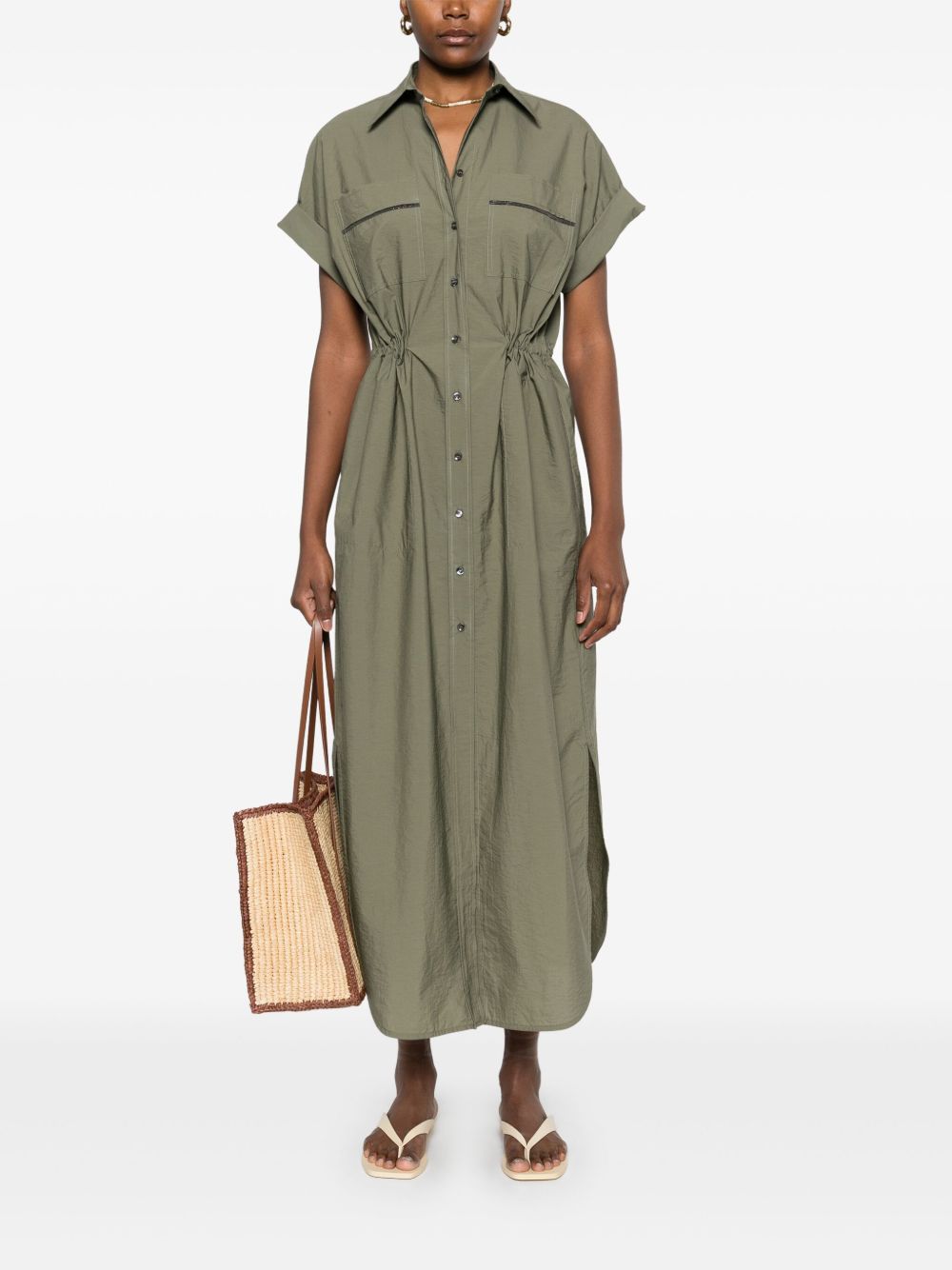 Brunello Cucinelli techno popeline cotton chemisier dress