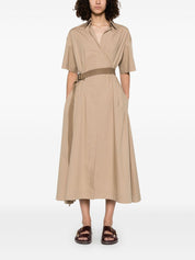 Brunello Cucinelli Dresses — Cotton Belted Dress in Light Brown