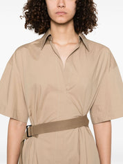 Brunello Cucinelli Dresses — Cotton Belted Dress in Light Brown
