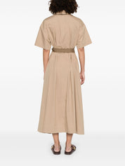 Brunello Cucinelli Dresses — Cotton Belted Dress in Light Brown