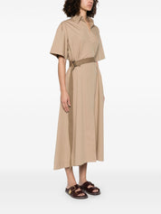 Brunello Cucinelli Dresses — Cotton Belted Dress in Light Brown
