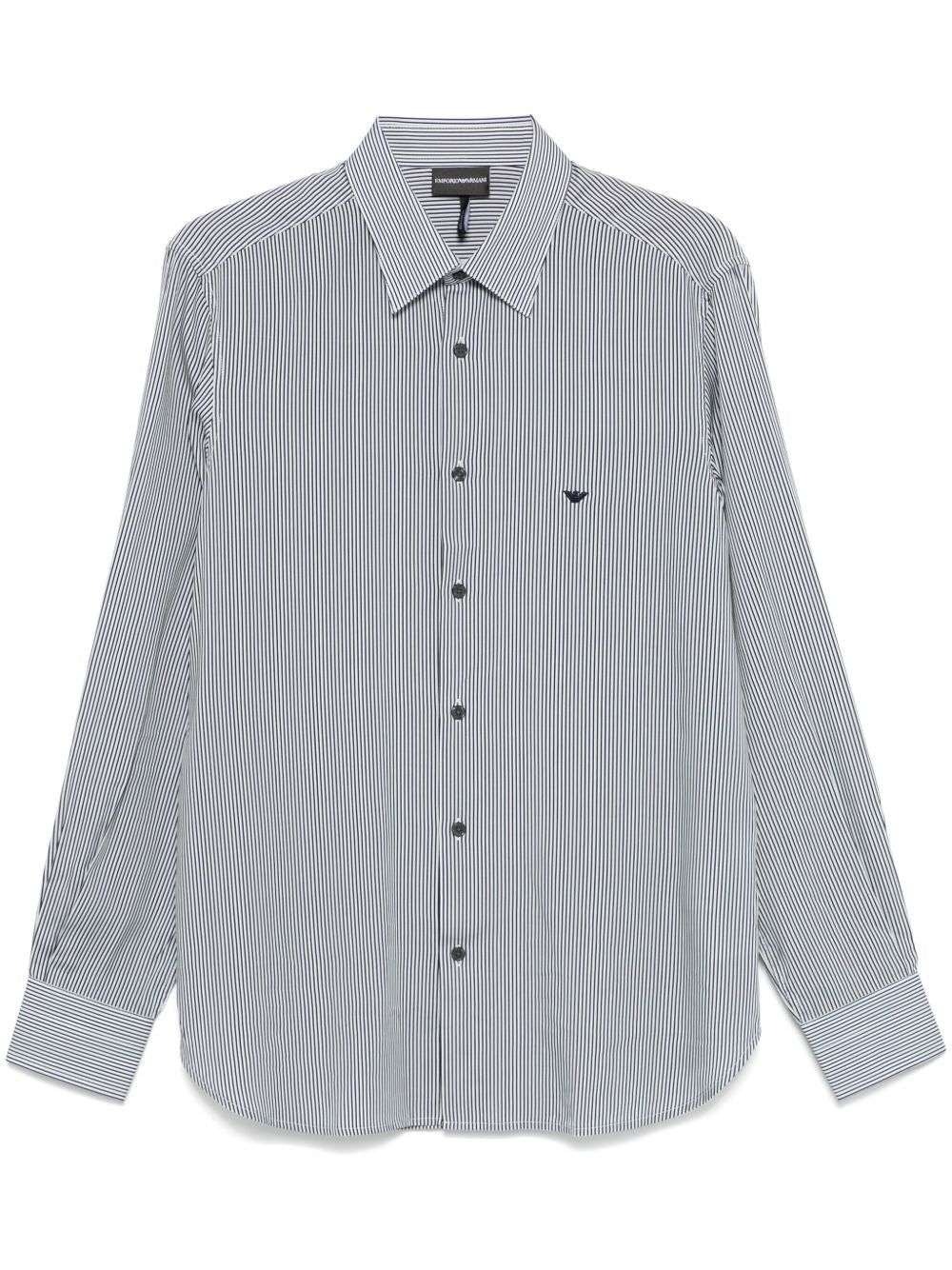Emporio Armani Shirts Blue striped cotton shirt