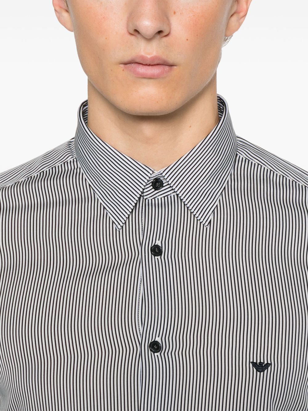 Emporio Armani Shirts Blue striped cotton shirt