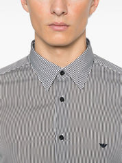 Emporio Armani Shirts Blue striped cotton shirt