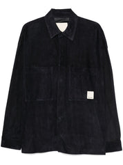 Emporio Armani Shirts Black — Leather-Trim Men's Shirt