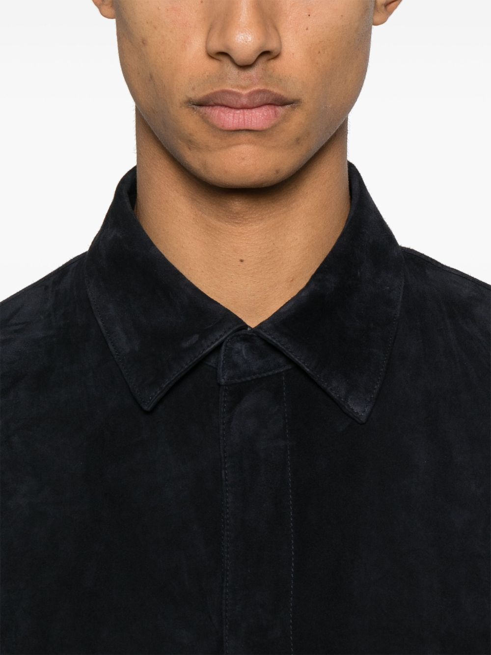 Emporio Armani Shirts Black — Leather-Trim Men's Shirt
