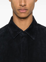 Emporio Armani Shirts Black — Leather-Trim Men's Shirt
