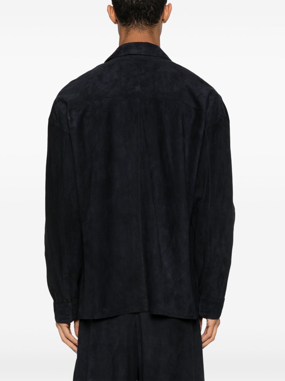 Emporio Armani Shirts Black — Leather-Trim Men's Shirt