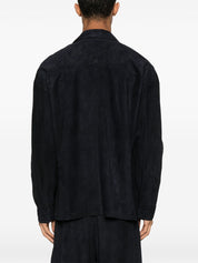 Emporio Armani Shirts Black — Leather-Trim Men's Shirt