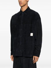 Emporio Armani Shirts Black — Leather-Trim Men's Shirt